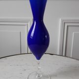 Vase en opaline bleu années 50