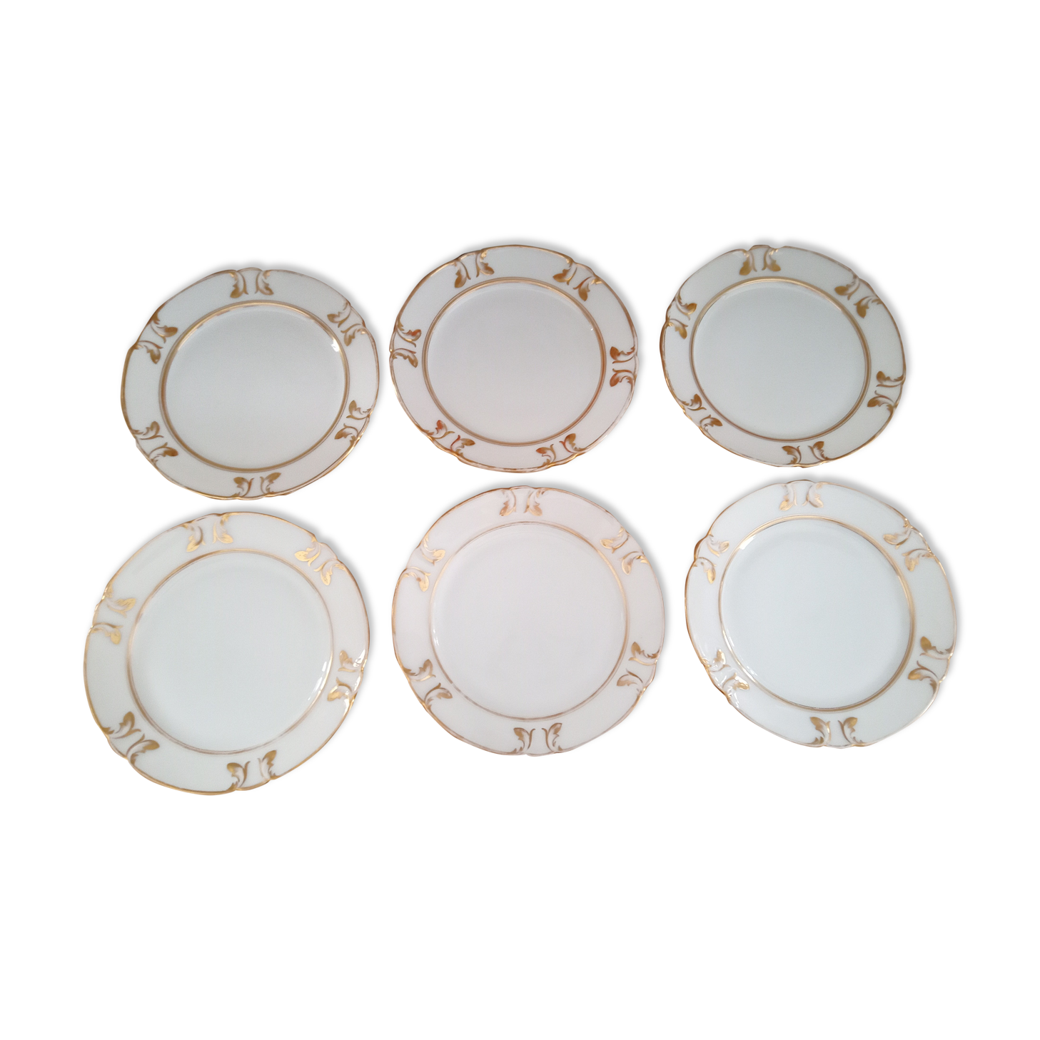 Set of 6 dessert plates or entry golden décor
