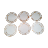 Lot de 6 assiettes à dessert ou à entrée décor doré