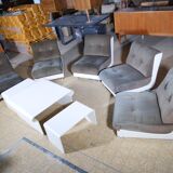 Italian Modular Space Age Design Sofa Set Chairs, Couch & Tables 1970s