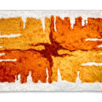 Tapis Hojer Eksport Wilton Rya rug mid-century vintage pop moderniste scandinave laine orange 1970s 140x200cm