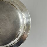 Antique round salad bowl or dish in shiny silver metal
