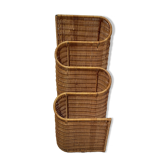 Wicker wall-mounted newspaper holder, France 1960's