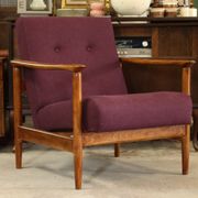 Oryginał wood armchair design by E. Homa 142 aubergine wool vintage chair modern