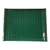 Plateau en céramique effet cannage vert et doré années 50
