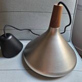 Suspension Nordlux Nori en alu brossé et bois noyer