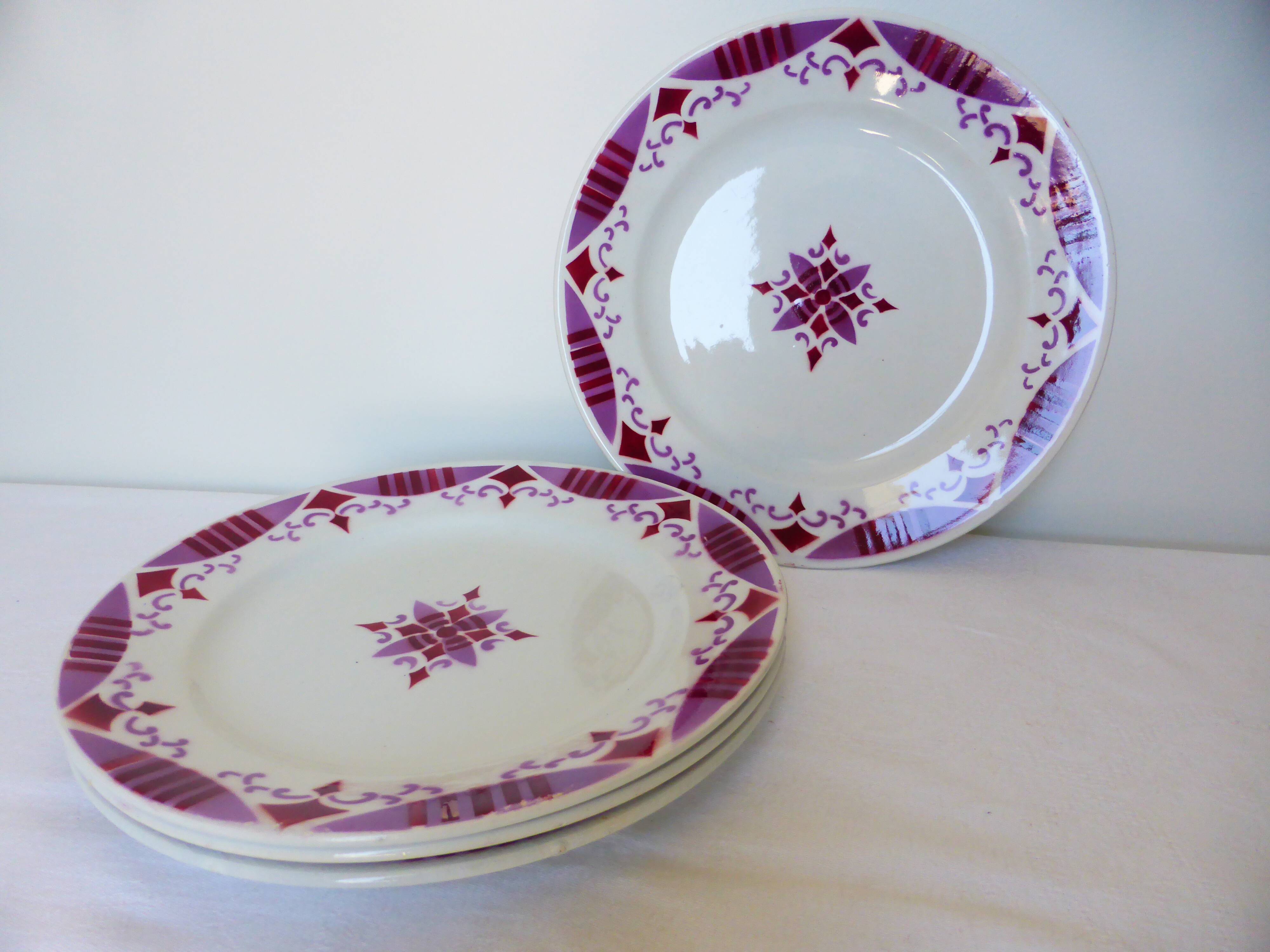 4 flat plates made of ironstone from Moulin des Loups and Hamage 2106193