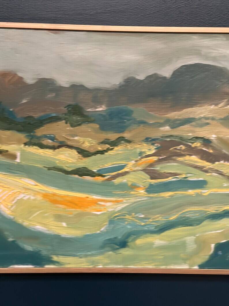 Swedish Oil on Panel “Landscape” by Lars Stocks,Framed & Vintage 77 × 57 cm