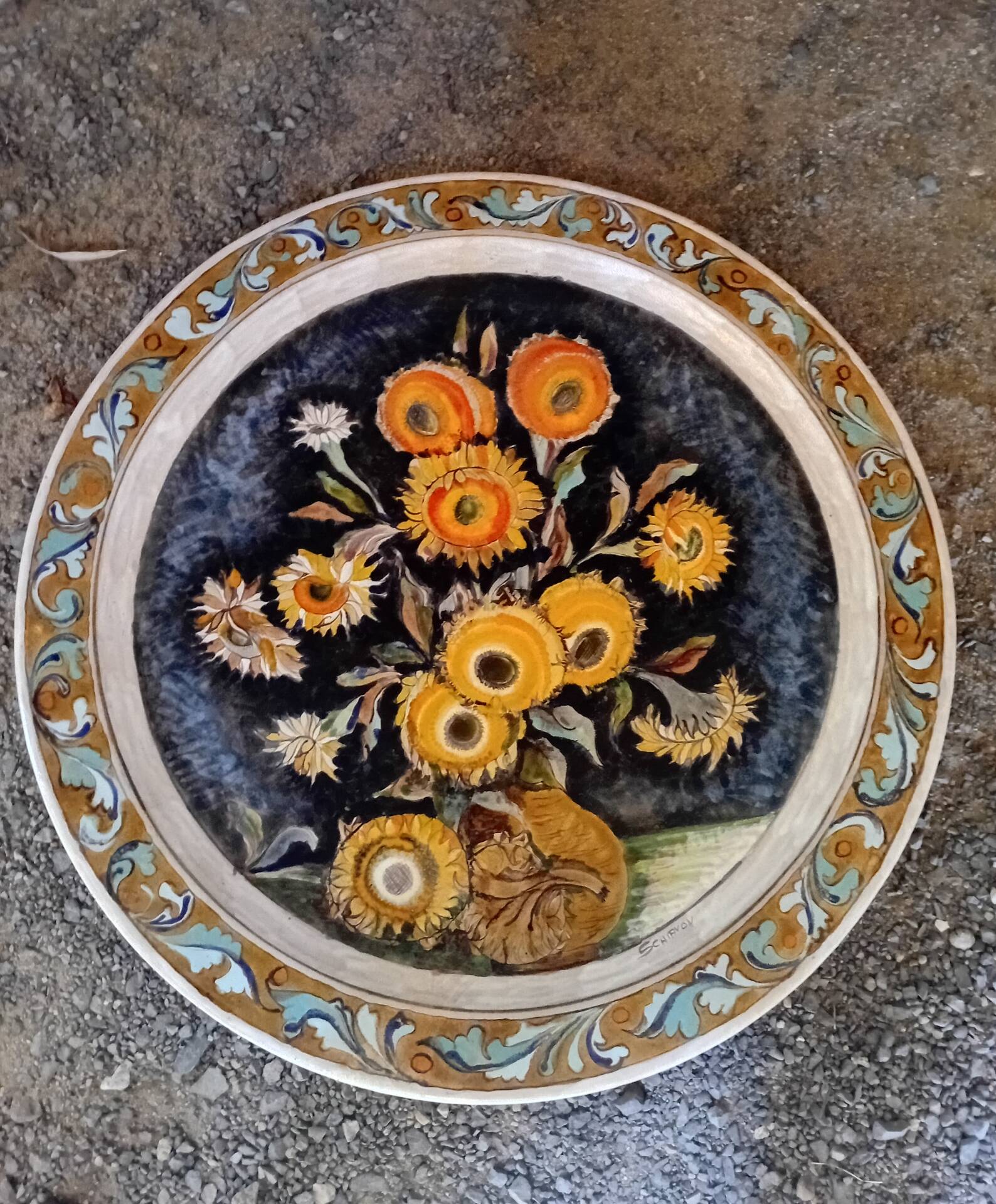 Immense wall plate Elio Schiavon circa 1980