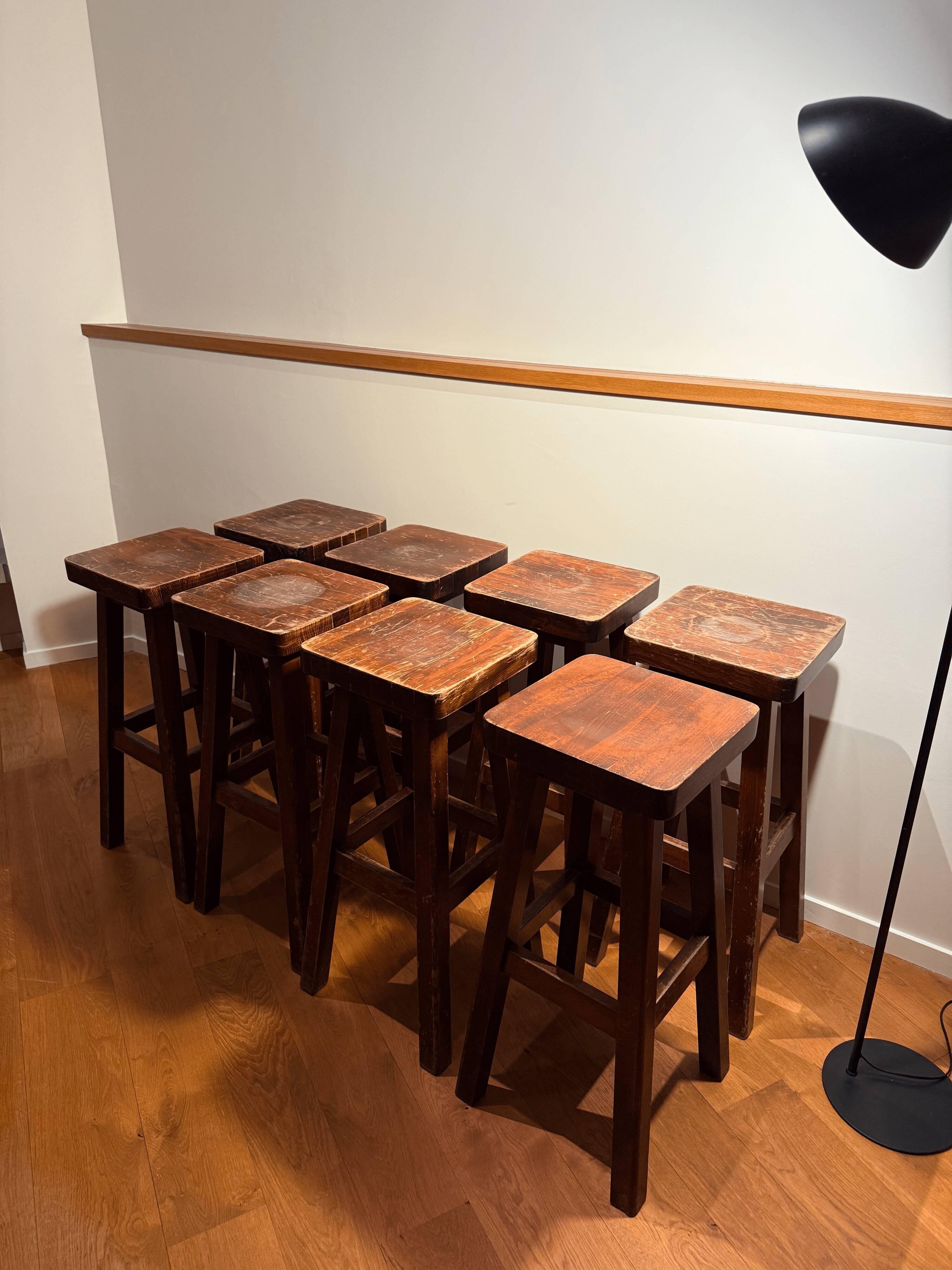 Mid-Century Brutalist Bar Stools, 1960s, Set of 8
