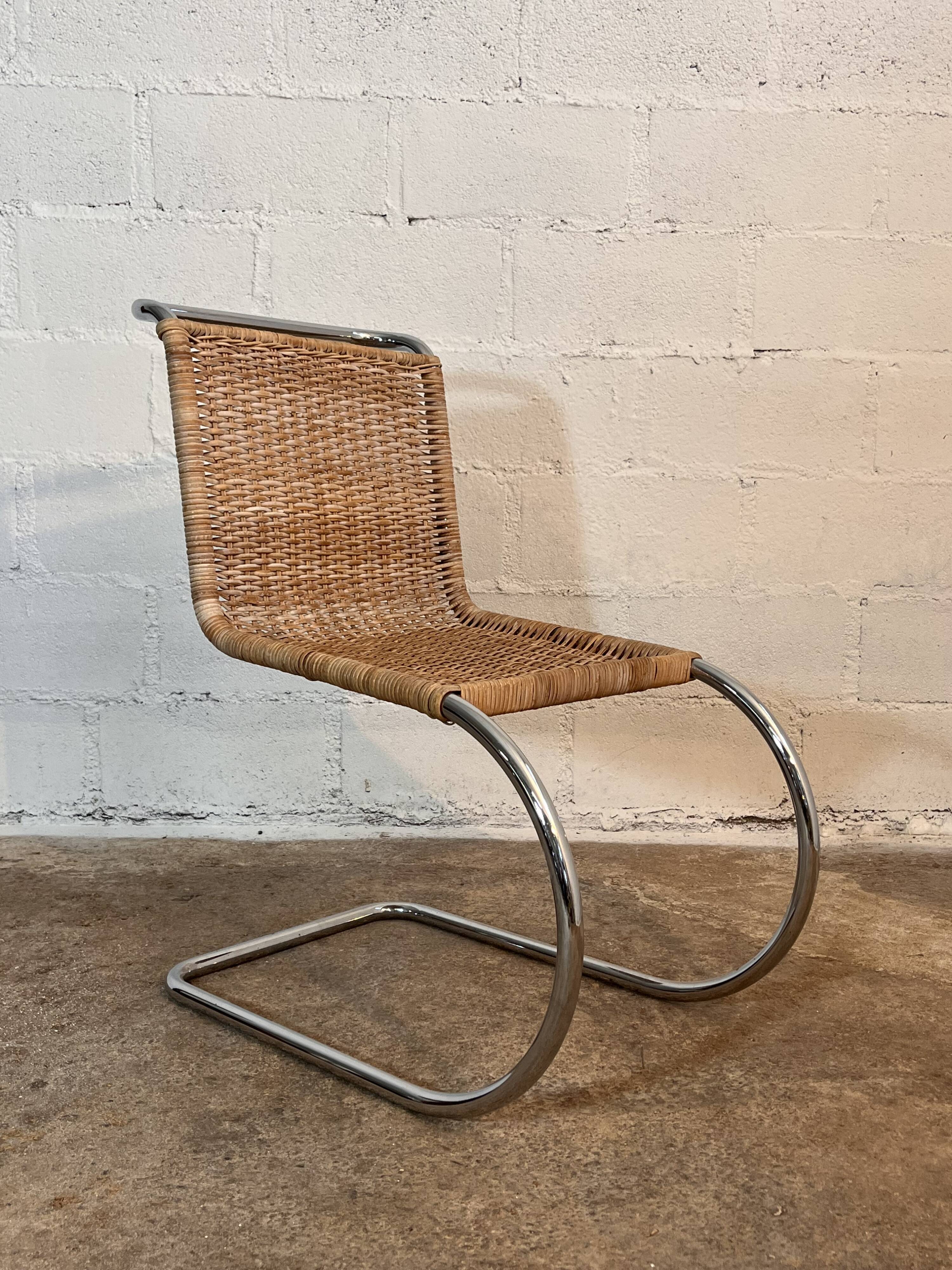 Set of 4 mr10 rattan chairs by mies van der rohe