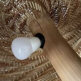 XXL mushroom lamp in woven rattan from the 70s