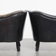 Set of 2  black/grey sheepskin leather club chairs