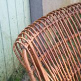 Vintage rattan lounge set 4 armchairs and table