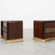 Rare Set of nightstands by Luciano Frigerio 'Desirè' with brass relief, Ita