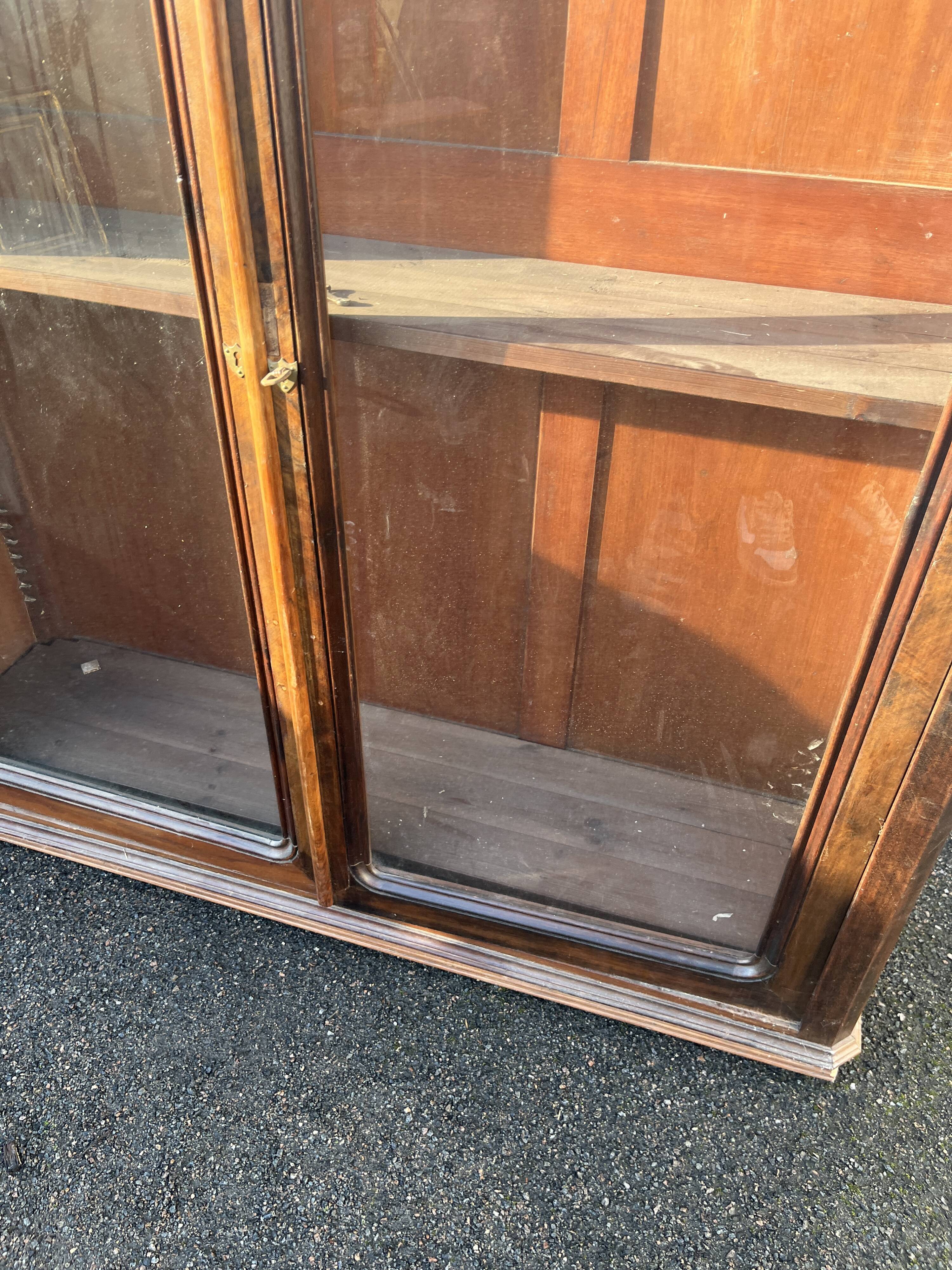 Large Old Glass Library – Double Glass Door – Wood