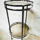 Chrome and smoked glass side table