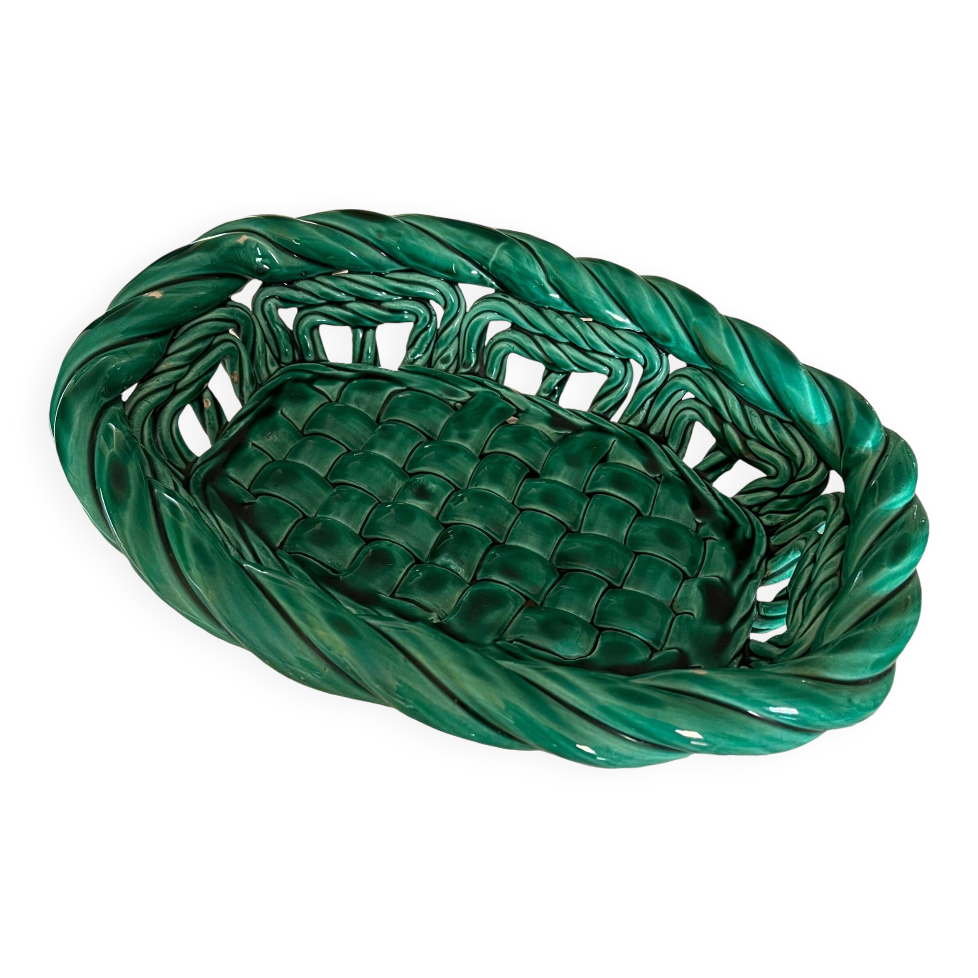 Vallauris Green Glazed Ceramic Bowl