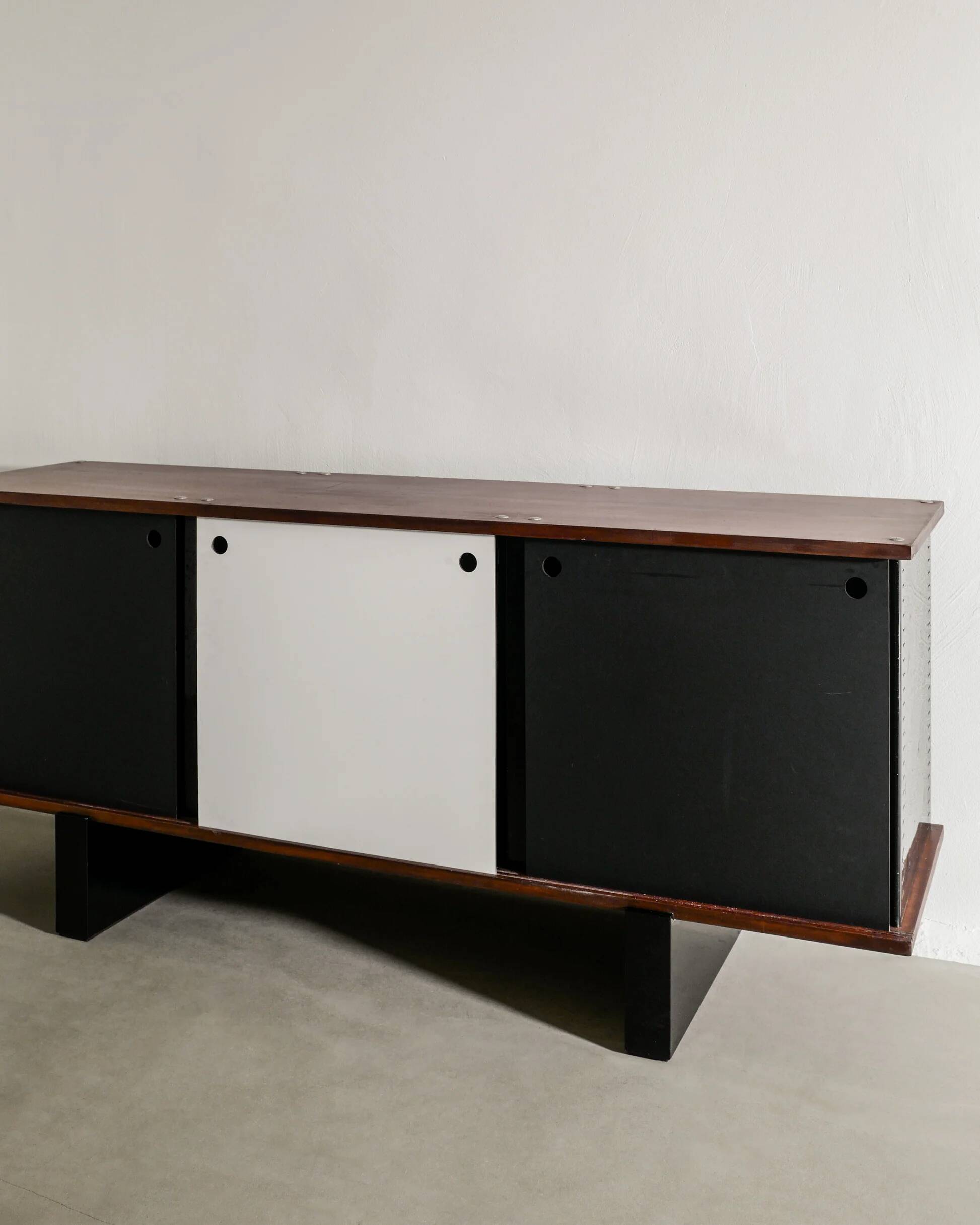 French Mid Century Wooden "Bloc" Sideboard by Charlotte Perriand, 1950s