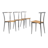 Ensemble rare de 4 chaises de salle à manger postmodernes par Segis, Italie, années 1990.