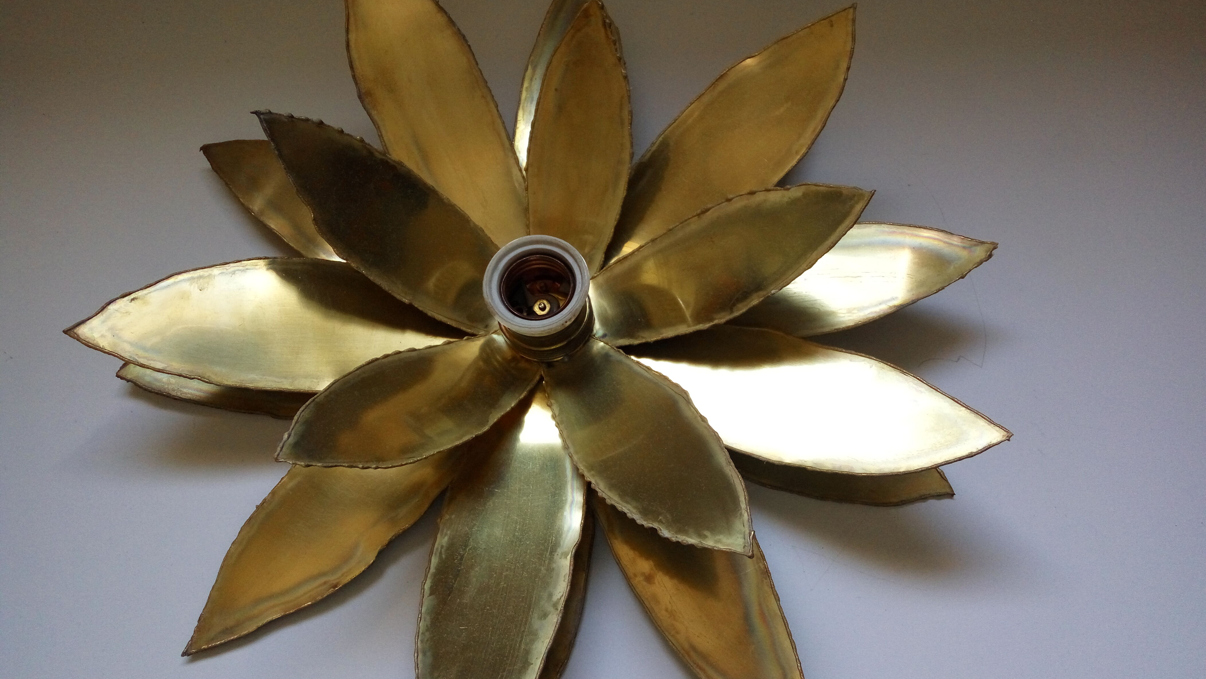 Brass flower wall light