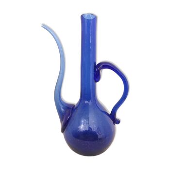 Blue glass pitcher