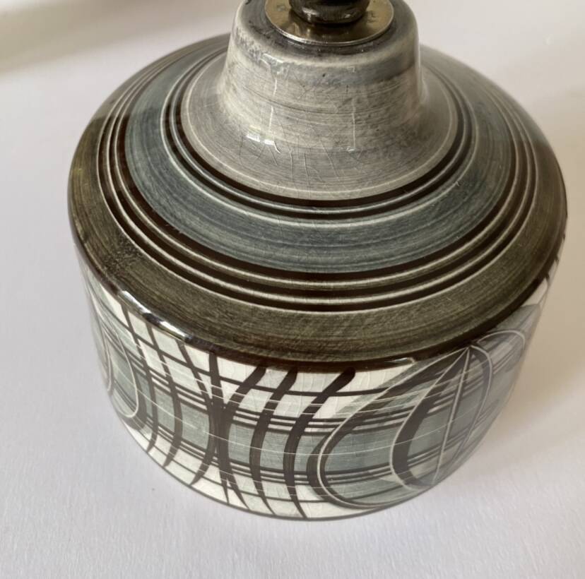 Earthenware lamp, braided fabric cable, 70s