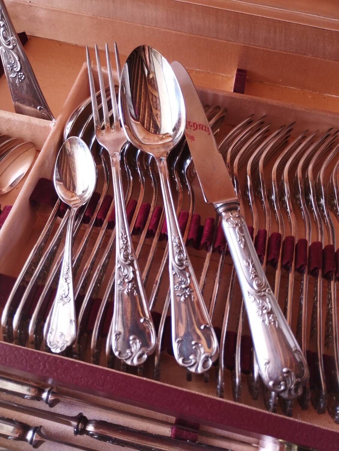 Cutlery set 49 pieces silver metal rocaille model St Médard