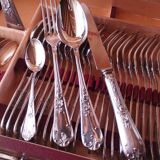 Cutlery set 49 pieces silver metal rocaille model St Médard