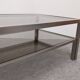 Table basse à 2 plateaux en inox brossé et verre fumé, France vers 1970