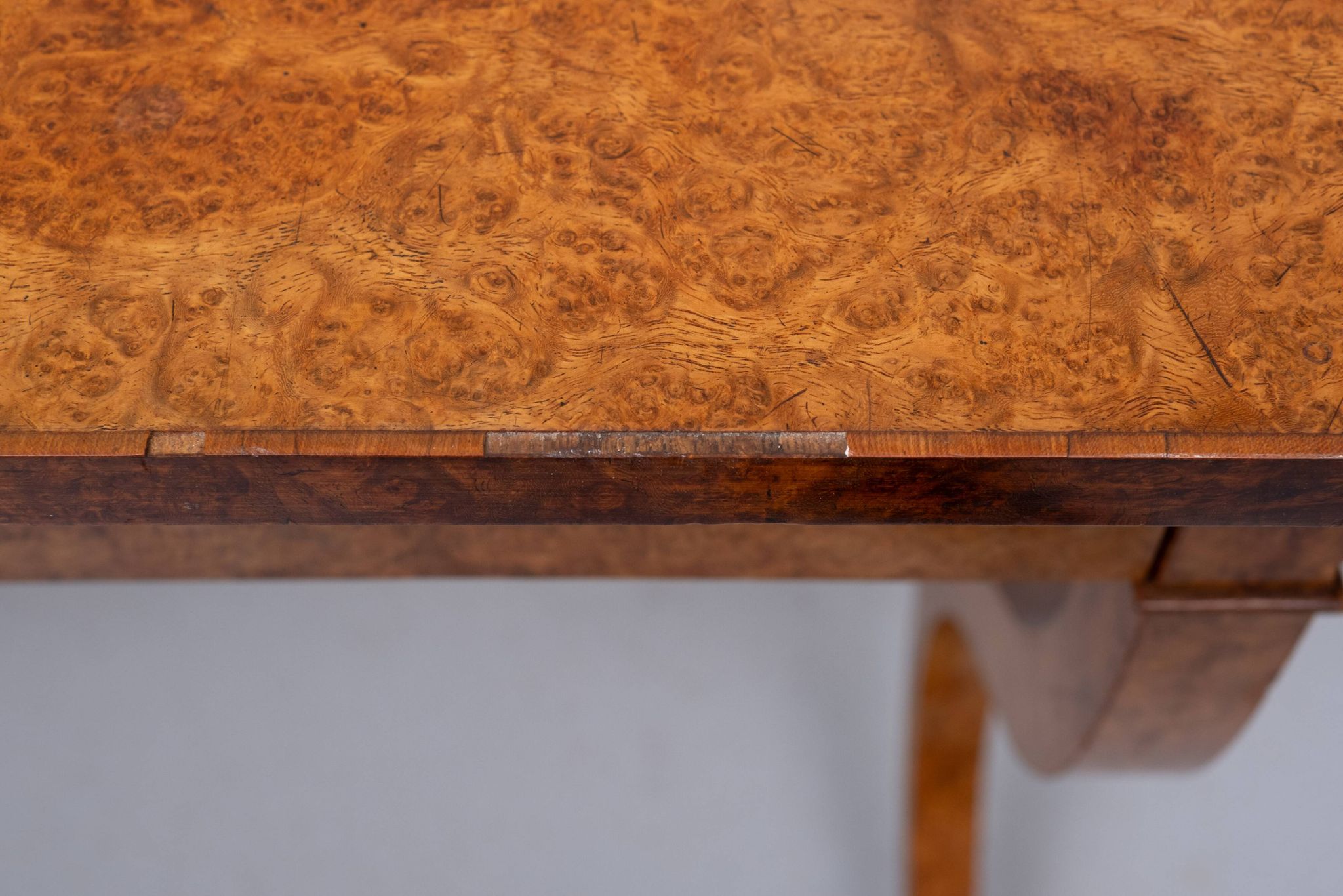 Antique Dutch Empire Burl Wood veneered desk or sofa table