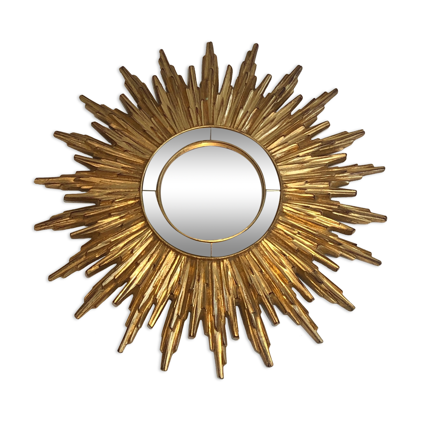 Sun mirror in golden resin 50cm