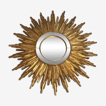 Sun mirror in golden resin 50cm