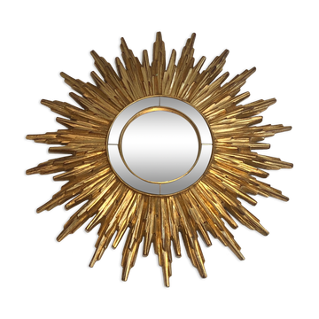 Sun mirror in golden resin 50cm