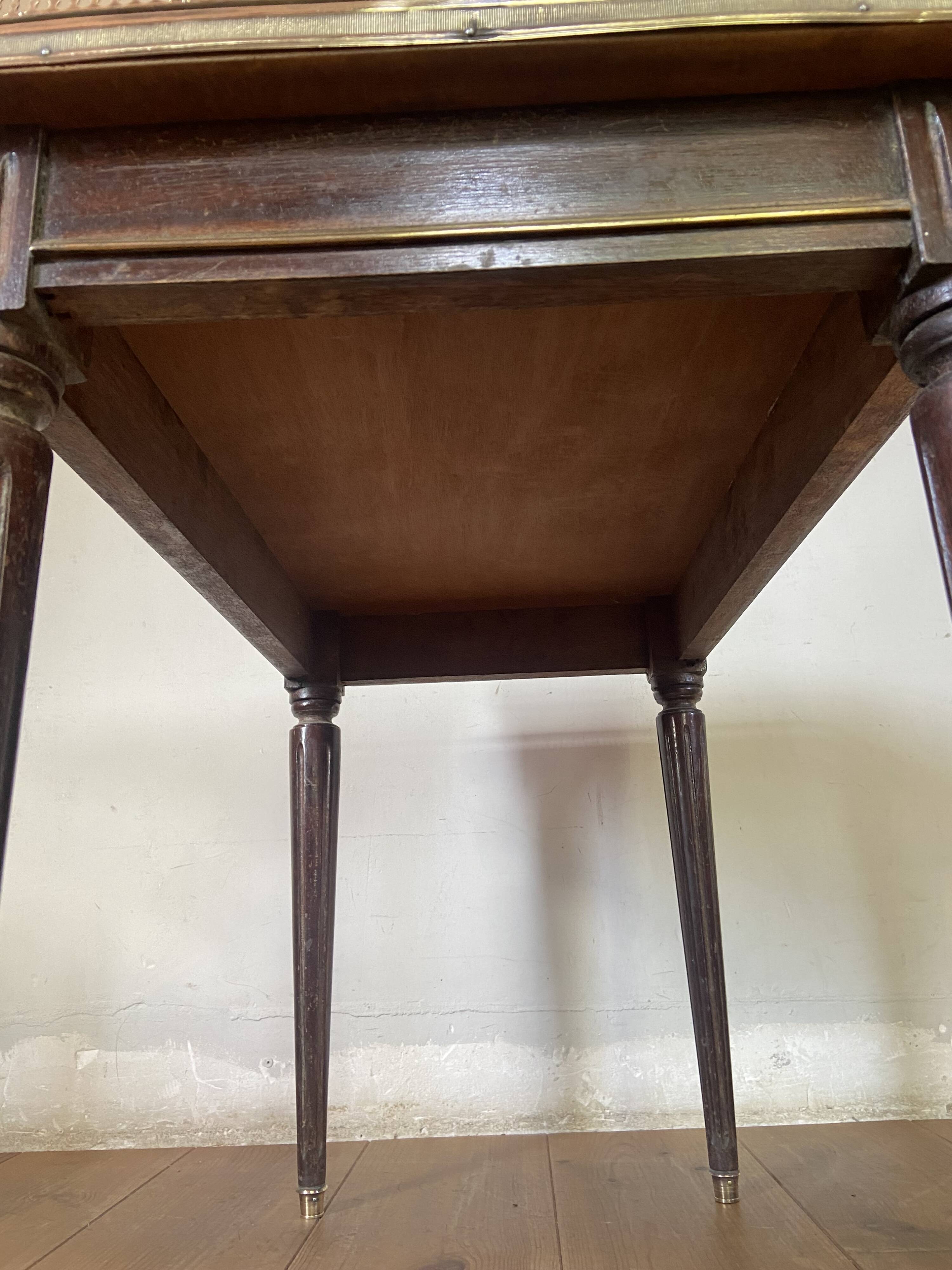 Louis XVI Style coffee table, marble wood and brass