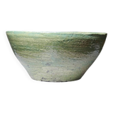 Wabi-Sabi handcrafted ceramic bowl in celadon green, 20th-19th century.