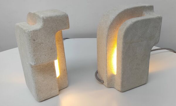Paire de lampes en pierre.  Albert Tormos  1970