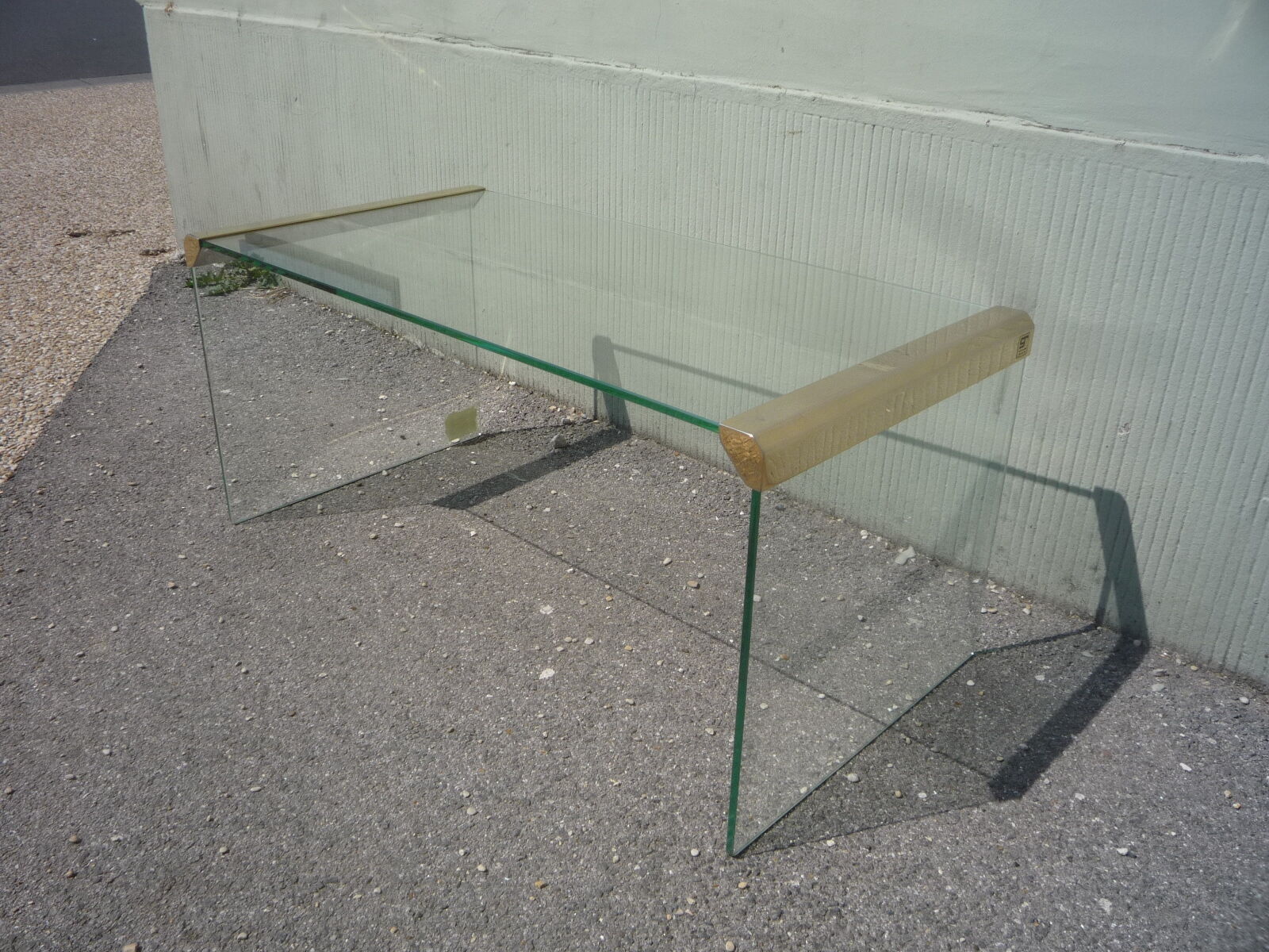 Table basse verre et métal doré Gallotti et Radice