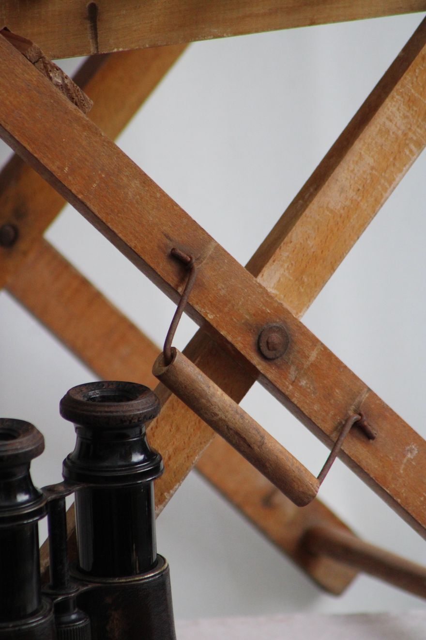 Folding wooden stool