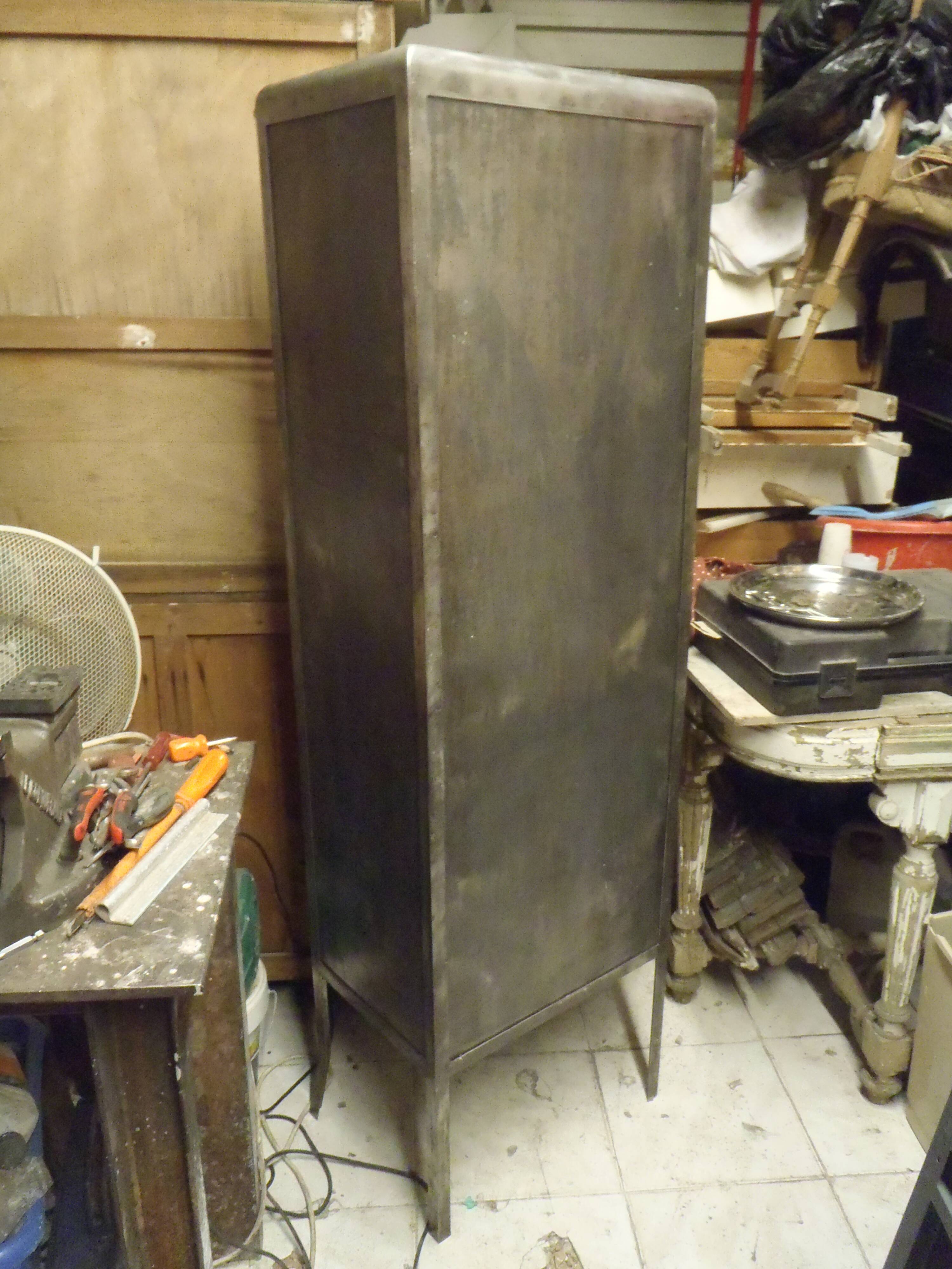 Industrial metal column cabinet.