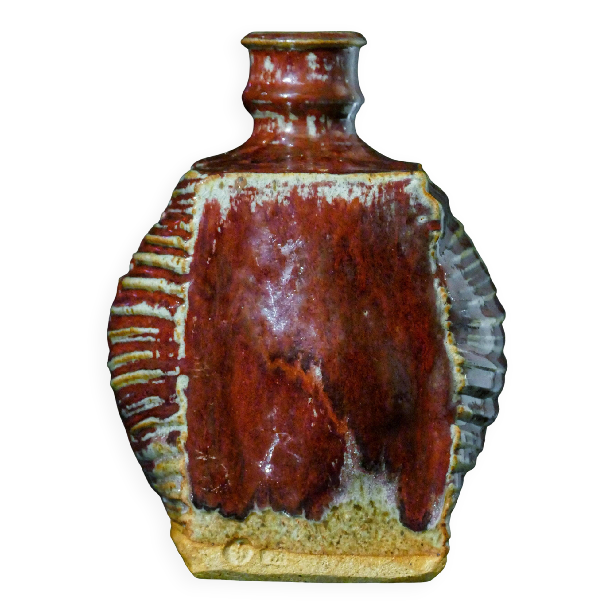 Vintage Swedish Gösta Grähs and Kerstin Hörnlund Oxblood Glaze Flask Vase
