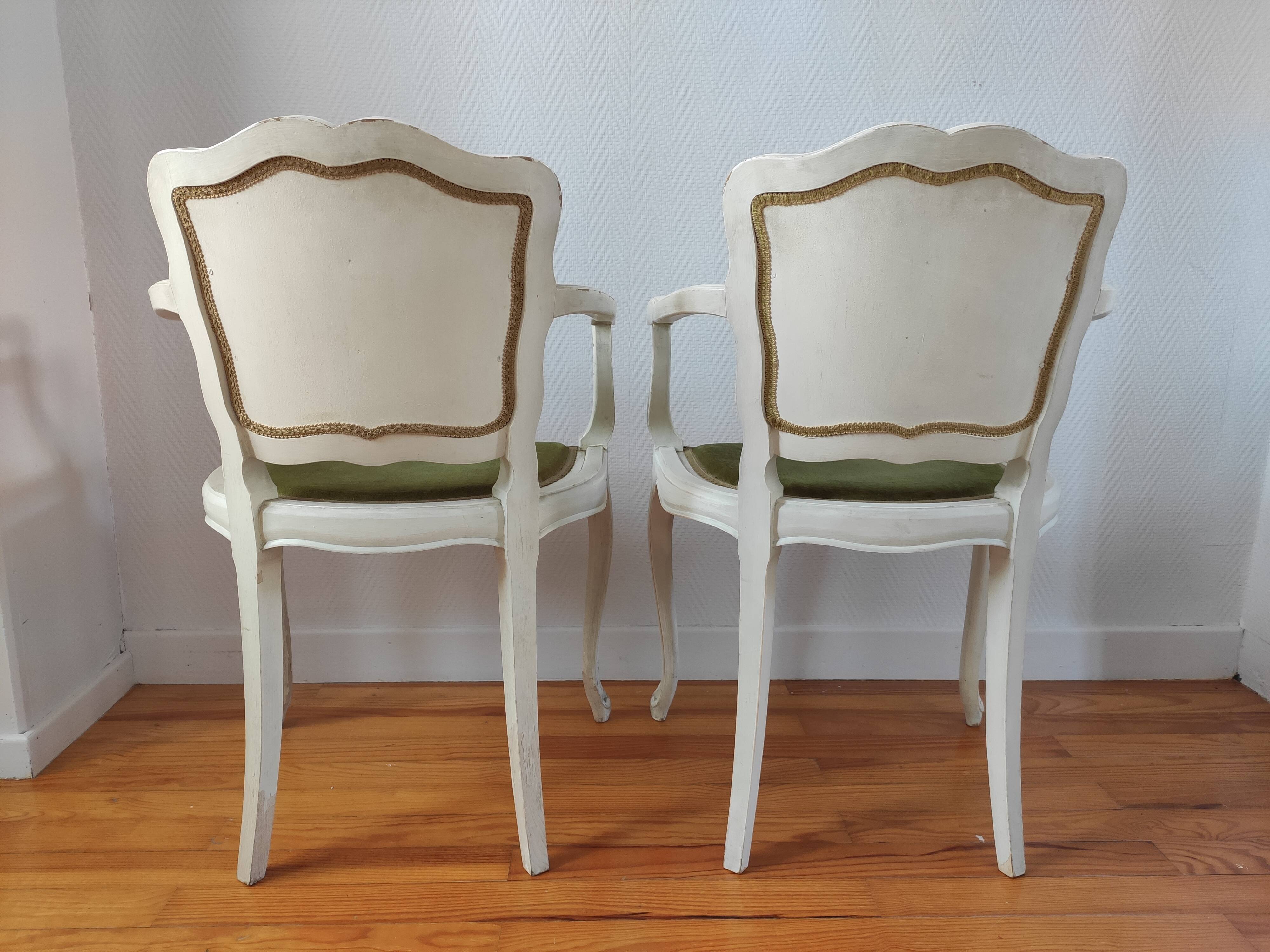 Pair of patinated armchairs