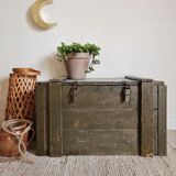 Old green military crate or trunk