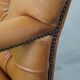 Set of 5 beautiful and luxurious cowhide Chesterfield dining/conference chairs in a light cognac colour