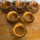 Set of 6 Antique Cave Pottery Cups, Beige Vintage Ceramic