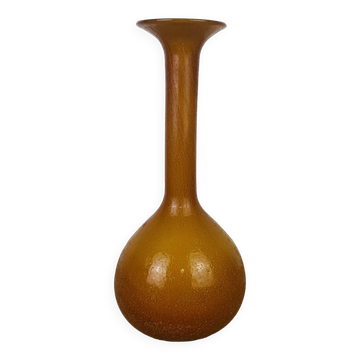 Vase vintage années 70 verre orange caramel