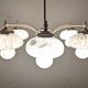Space Age chandelier with 6 lights in sandblasted glass from the 50s/60s