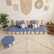 Handwoven Moroccan floor sofa set with Berber wool.