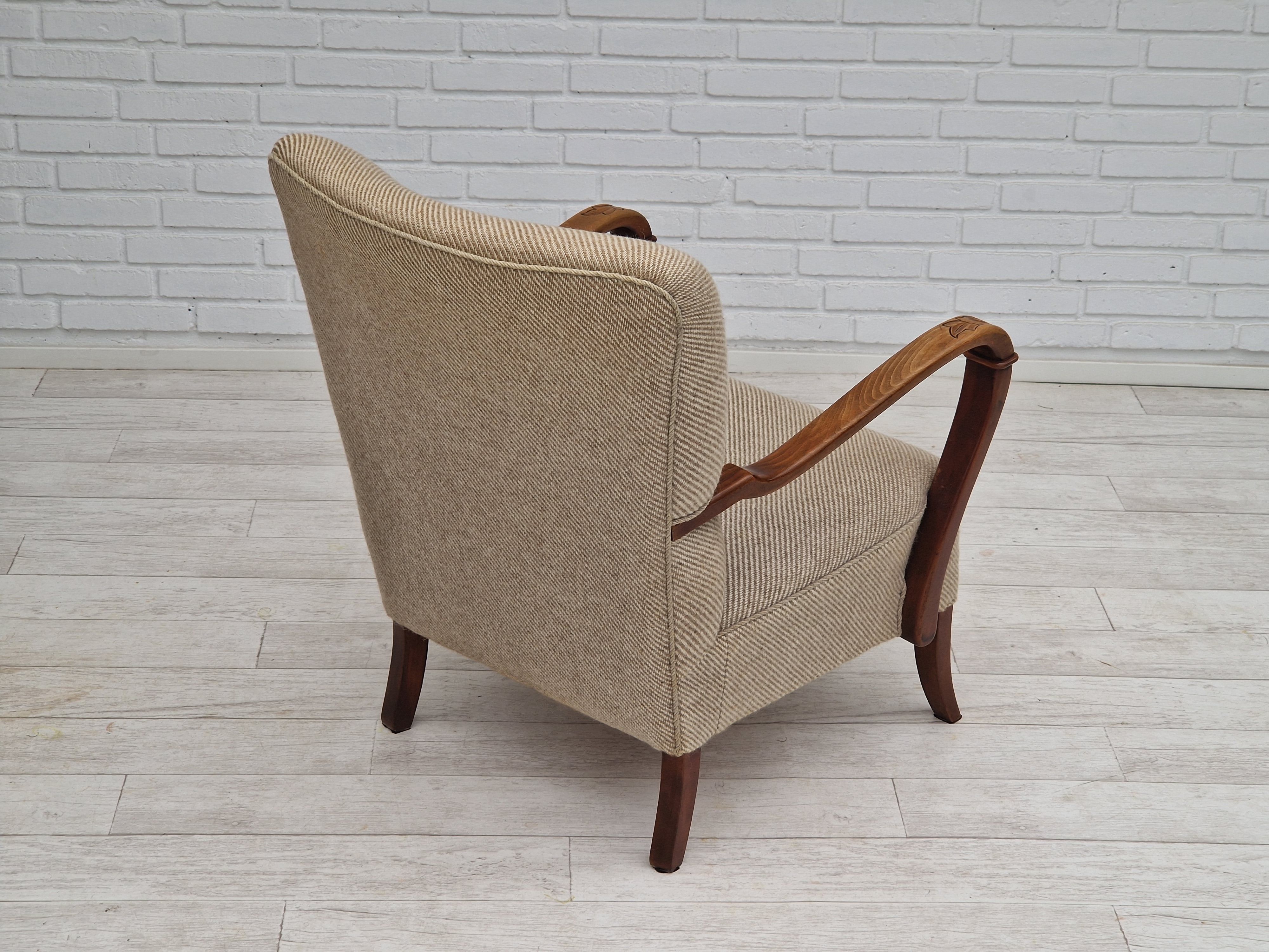 1960s, Danish design, armchair in quality furniture wool fabric.