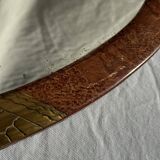 Small oval Art Deco mirror in brown and gold 33x54.